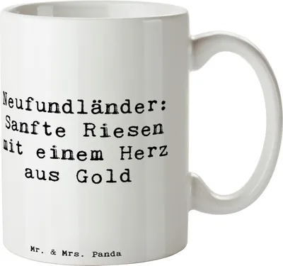 Produktbild von Mr. & Mrs. Panda haferl Spruch Neufundländer Liebe - Weiß - Geschenk, Hunderassen Eigenschaften, Kaffeetasse, Becher, geduldig, Hunderasse, fürsorglich, schöne tasse
