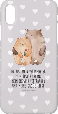 Produktbild von Mr. & Mrs. Panda Iphone 10 Handyhülle Bären Liebe - Grau Pastell - Geschenk, Verknallt, Hülle, Hochzeitstag, Cover, Verliebt, Freundin, Partner, Handy, X, Kuscheln