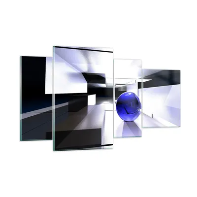 Produktbild von Bilder auf glas - Grafik kugel geometrie - 120x70cm - Glasbilder - Wandbilder - Kunstdruck - zum Aufhängen bereit - Wanddekoration aus Glas - Glas Bilder - Wandbild auf Glas - 4 Teile - GDL120x70-2368