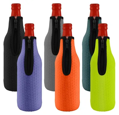 6 Bierflaschenkühler-Hüllen, Neopren, 500-530 ml, 6 Farben