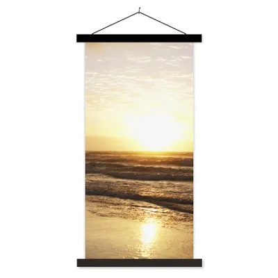 Produktbild von MuchoWow® Textilposter Strand - Sonne - Wolken 40x80 cm mit schwarzem Rahmen - Wandemalerei
