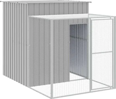 Obrázek produktu pro vidaXL Klec pro kuřata s výběhem světle šedá 165x251x181 cm ocel pozinkovaná