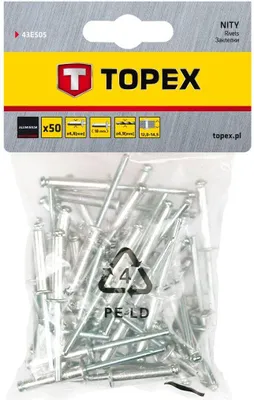 Immagine prodotto di Rivetti in alluminio TOPEX 4,8 mm x 18 mm, confezione da 50 pezzi, alluminio