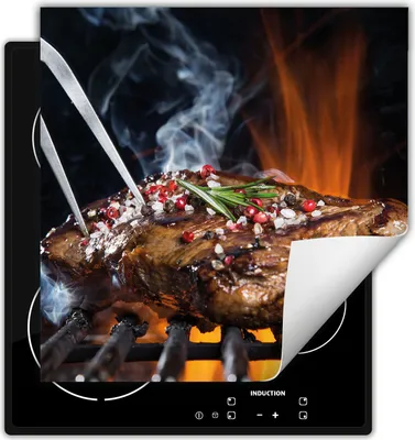 Produktbild von DarHaus Herdabdeckplatte 60x52 cm Anti Rutsch Matte Aufrollbar, Rindersteak