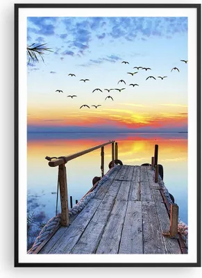Produktbild von Gerahmtes Poster - Schwarzer Rahmen - Brücke See - 70x100 cm - Wand Bild - Wanddeko - Wandbilder - Kunstposter - Wandposter - Bilderrahmen - Bilder - Kunstdruck - Wandbild - P2BPA70x100-3818