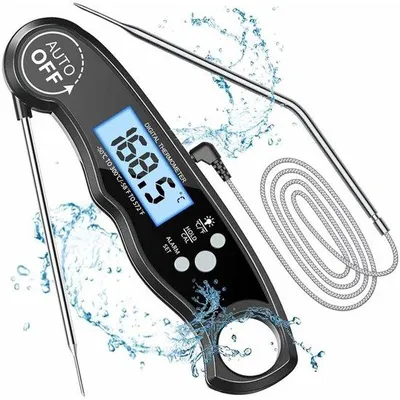Immagine prodotto di Termometri da cucina digitali con display LCD, magnete, resistenti all'acqua, sonda estraibile, ideali per barbecue, carne, olio, latte e vino