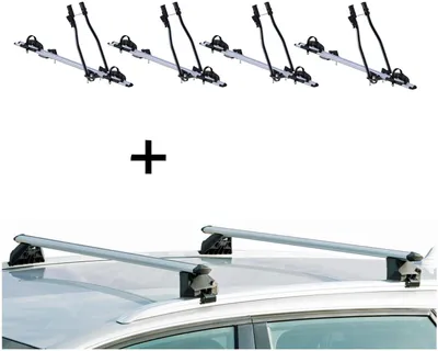 Produktbild von 4xFahrradträger SAGITTAR + Relingträger CRV120A kompatibel mit VW Polo Kombi 81-90