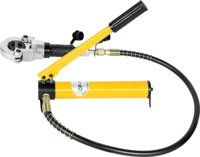 Immagine prodotto di Pinza idraulica per tubi - Attrezzo manuale per pressatura da 6 tonnellate - 9 ganasce di pressatura V12–28 mm, TH16–32 mm - Adatta per tubi in acciaio inossidabile, tubi in rame, PEX, PB - Portatile