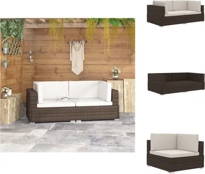 Produktbild von vidaXL Ecksofas 2 Stk. mit Auflagen Poly Rattan Braun - Gartensofaelemente