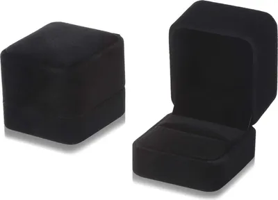 Obrázek produktu pro balení 2 sametových krabiček na prstýnky 55x50x45 mm - černá - vysoce kvalitní krabičky na šperky pro zásnuby a svatbu