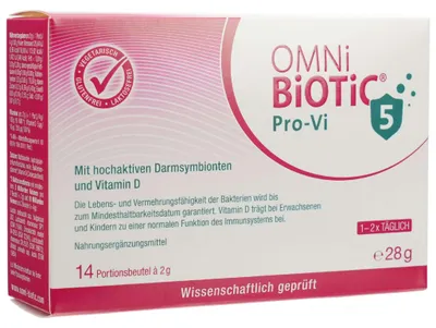 Immagine prodotto di OMNi-BiOTiC ProVi-5 polvere con simbionti intestinali altamente attivi e vitamina D, 14 bustine