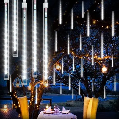 Zdjęcie produktu dla 4M 288 LED sopelkowe lampki choinkowe 50cm 8 rurek meteorowe lampki choinkowe ogród wewnętrzny balkon impreza dekoracja ślubna, biały