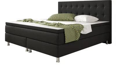 Produktbild von Boxspringbett KN001 180x200 cm Webstoff Schwarz