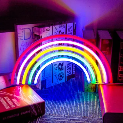 Produktbild von USB tęczowa neonowa lampa ścienna LED, neonowe lampki nocne neonowy znak neonowy neonowy znak na imprezę bar do gier dekoracja ścienna pokoju sypialni, urodziny dzieci