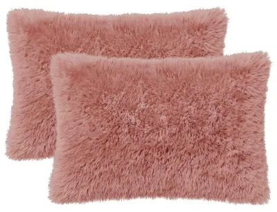 Image de vidaXL, 2 housses de coussin, HEERLEN, rose, 50 x 75 cm, en polaire
