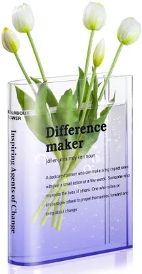 Image de Présentoir à fleurs en acrylique transparent, présentoir à fleurs transparent pour le salon, décoration simple pour bibliothèque, article original pour les amateurs de livres, présentoir à fleurs transparent pour le salon, cadeau pour les amateurs de livres