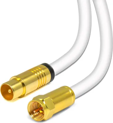 Close-up of two coaxial cable connectors on a white background.