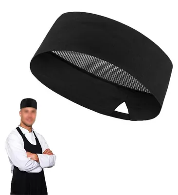 Kochmütze, schwarz, atmungsaktiv, verstellbar, Einheitsgröße