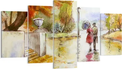 Produktbild von Bild auf Leinwand - Leinwandbild - Wetter regen herbst park - 160x85cm - Wand Bild - Wanddeko - Leinwanddruck - Bilder - Kunstdruck - Wanddekoration - Leinwand bilder - Wandkunst - EA160x85-2914