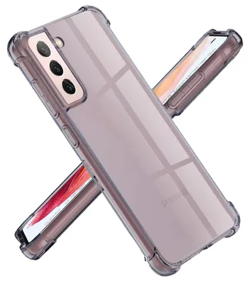 Produktbild von Techsuit - Stoßfeste transparente Silikonhülle für Samsung Galaxy S21 5G - rauchschwarz