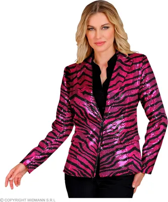 Produktbild von Paillettenblazer Zebra pink schwarz, Groesse:XXL