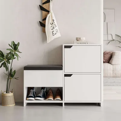 Zdjęcie produktu dla Stojak na buty z ławką Houseland Haven biały