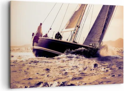 Produktbild von Bild auf Leinwand - Leinwandbild - Meer Yacht Welle - 120x80cm - Wand Bild - Wanddeko - Wandbilder - Leinwanddruck - Bilder - Kunstdruck - Wanddekoration - Leinwand bilder - Wandkunst - AA120x80-3719