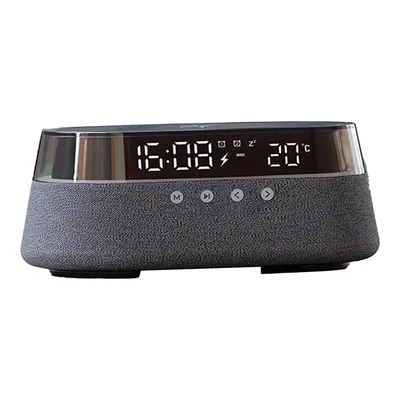 Produktbild von FM-Radio & Bluetooth-Lautsprecher mit Schnellladen, LED-Display, USB-Ladegerät, dimmbares Nachtlicht, kabelloser Charger, Digitaluhr mit Doppelwecker