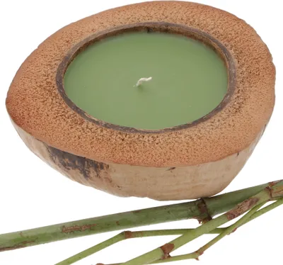 Produktbild von Exotische Duftkerze Kokosnuss 15 cm - Lemongras, Grün, Kokosnuß, Kerzen