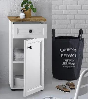 Produktbild von Unterschrank Badschrank Beistellschrank Kommode Badschrank Badmöbel "Tomlin I" Weiß / Artisan Eiche