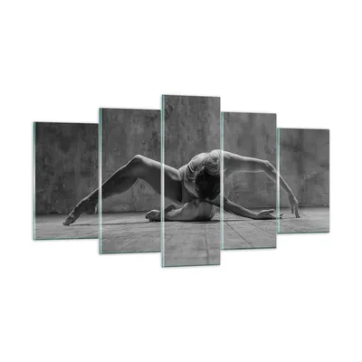 Produktbild von Bilder auf glas - 5 Teile - Tanz Schwarzweiß Frau - 160x85cm - Glasbilder - Wandbilder - Bilder - zum Aufhängen bereit - Wanddekoration aus Glas - Glas Bilder - Wandbild auf Glas - GEA160x85-4352