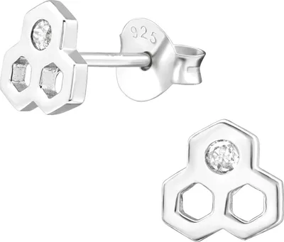 Produktbild von Ohrstecker 925 Sterling Silber mit Honigwabe und Zirkonia