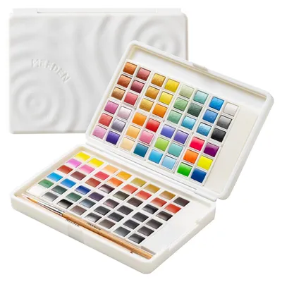 Image de Kit de peinture à l'aquarelle avec 96 couleurs et accessoires pour artistes