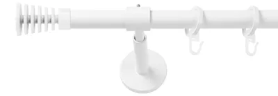 Produktbild von SN Deco Gardinenstange Gap, 19 mm, 1-läufig, Stahl, Komplett-Set mit Ringen, geschlossener Träger, 120 cm, weiß