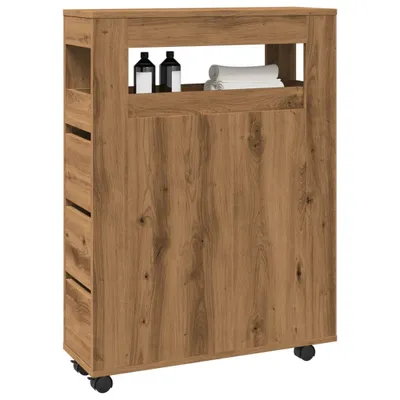 Immagine prodotto di Maison Exclusive - Mobile bagno stretto con rotelle in legno di rovere artigianale