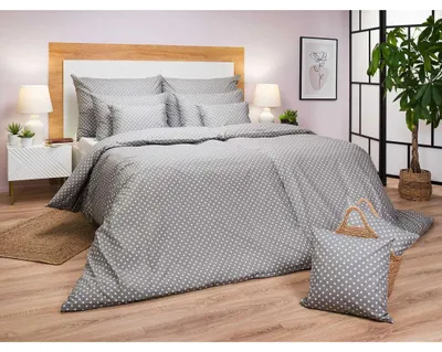 Obrázok produktu pre Bavlnené plátno Polka dot biela na sivej 140x200, 70x90 cm