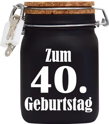Produktbild von Spardose Geld Geschenk Ideen 40. Geburtstag Schwarz Größe L 1 Liter