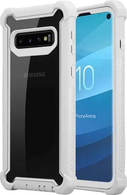 Produktbild von Cadorabo Hülle für Samsung Galaxy S10 PLUS Schutzhülle in Grau Handy Hülle Etui TPU Silikon-Rand Glas-Rücken Acryl