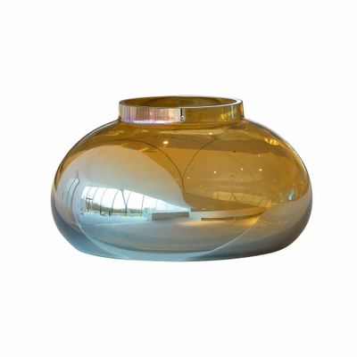 Leonardo Poesia Deko-Vase in Gold, handgefertigte bauchige Glasvase mit elegantem, lackiertem Dekor, handgefertigtes Unikat, Höhe 14 cm, 018650