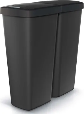Produktbild von MONZANA® Mülleimer Küche 50L 2 Fächer mit Deckel Druckknopf Abfalleimer Büro Papierkorb Biomüll Gelber Sack Mülltrennsystem Recycling Schwarz