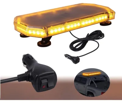 Immagine prodotto di Potente lampeggiante di emergenza con barra LED da 60 cm, lampeggiante a LED con magneti, 12–24 V, con 16 modalità di funzionamento, giallo, per il S