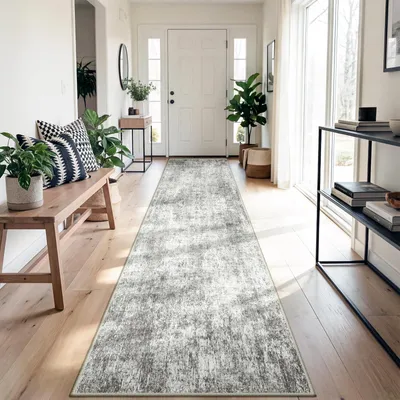 Produktbild von Teppich Läufer 80 x 300 cm, rutschfest, Kurzflor, Waschbar, Faltbar, Abstraktes Design