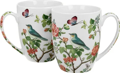 Produktbild von DUO CROCUS Kollektion 2er-Set klassische Becher 350 ml BIRDS ON A BRANCH, New Bone China Porzellan