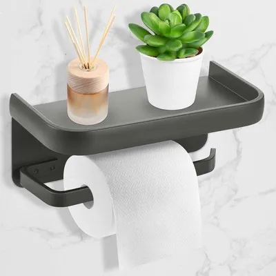 Produktbild von Toilettenpapierhalter aus Aluminium, multifunktional, 2 Befestigungsmethoden, Badzimmer