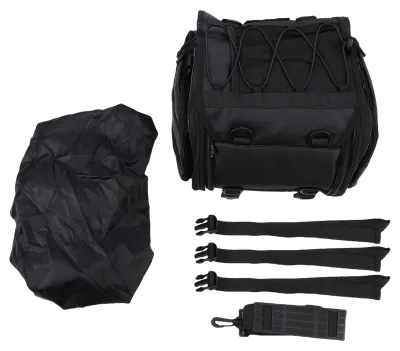 Produktbild von Motorrad-Heckgepäcktasche, 20 l–30 l, erweiterbar, mehrere Taschen, Motorrad-Kofferraum-Aufbewahrung mit Regenschutz und 4 Befestigungsgurten