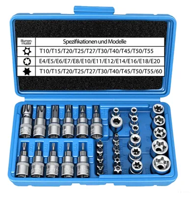 Productafbeelding van 34-delige Dopsleutelset met Torx-bits en Adapter