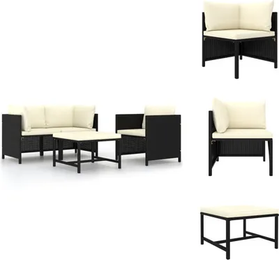Produktbild von vidaXL 4-tlg. Garten-Sofagarnitur mit Auflagen Schwarz Poly Rattan -  Gartensofaelemente