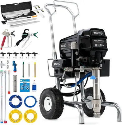 Produktbild von BAUTEC Airless-Farbsprühgerät EN-79 mit Kolbenpumpe inkl. Flächenspachtel XXL-Set » bis 8,3 l/min » für Spritzspachtel