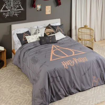 Produktbild von BELUM | Bettbezug Harry Potter | Bettbezug Deathly Hallows | Bettbezug mit Knöpfen | Bettbezug 100% Baumwolle | Bettbezug (Bett of 120 (200X200 cm.)