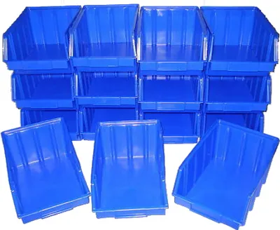 Produktbild von 15 Stk. Stapelboxen - Gr. 4 - blau - Stapelkästen Stapelkasten  Sichtlagerkasten